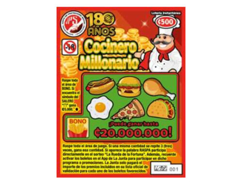 JPS presenta «Cocinero Millonario»: una nueva Lotería Instantánea con premio mayor de ₡20 millones
